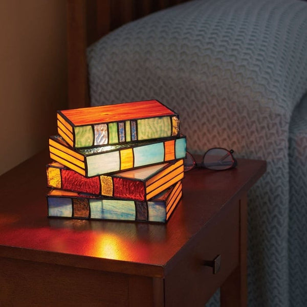 Stained Glass Stacked Books Lamp📚 -